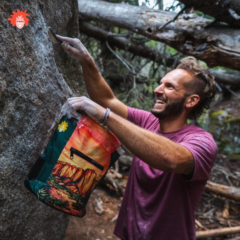 Gnarly Dood Rock Climbing Chalk Bucket | for Bouldering Gym & Outdoor Use | Durable Hook & Loop Closure, 2 Zippered Pockets, Easy-Carry Handle - Image 4